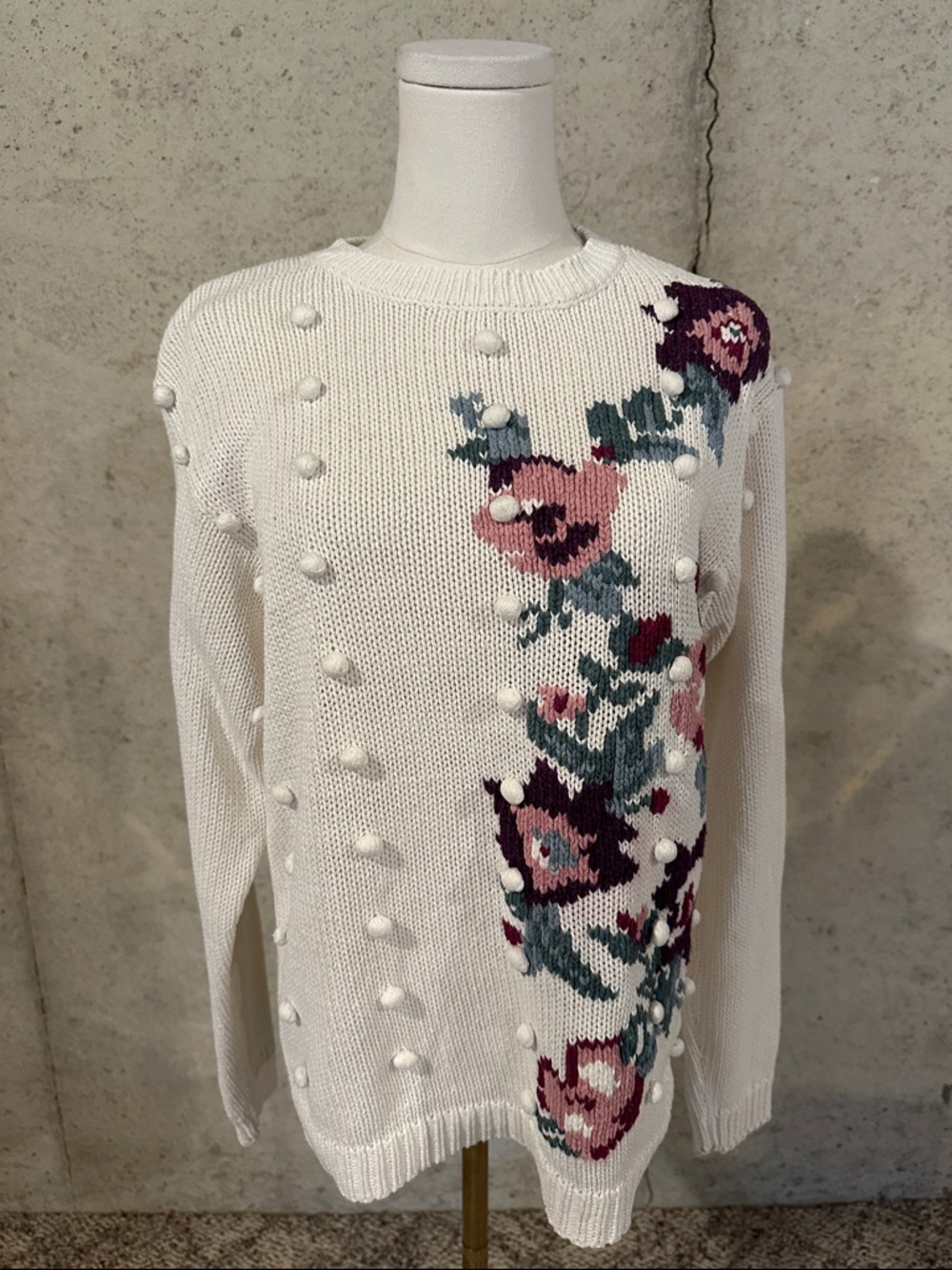 Vintage 90s RUSS Floral Sweater | Cottagecore | Coquette Girl | Size Small